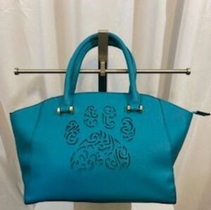 Elegant Blue Pawprint Cutout Handbag